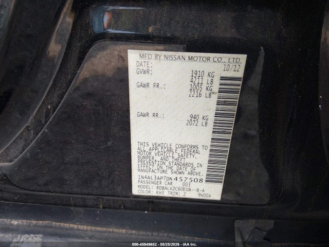 Продаж на аукціоні авто 2013 Nissan Altima 2.5 Sl, vin: 1N4AL3AP7DN457508, номер лоту: 45949682