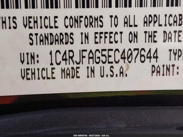 Продаж на аукціоні авто 2014 Jeep Grand Cherokee Laredo, vin: 1C4RJFAG5EC407644, номер лоту: 45949706
