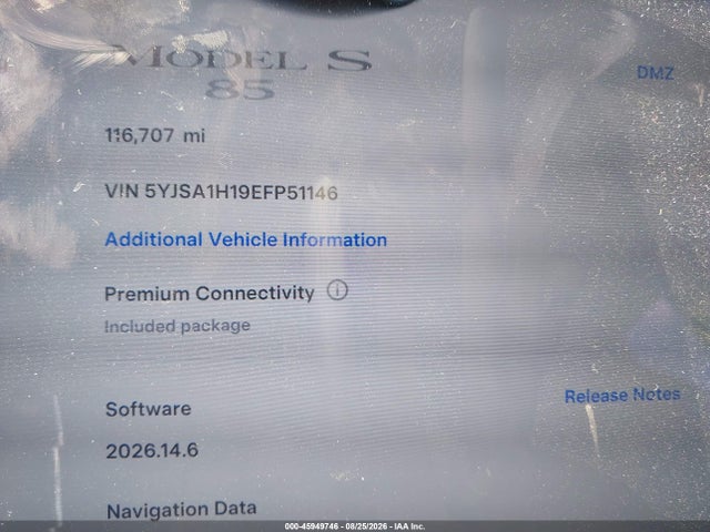 Tesla Model S P85 2014 5YJSA1H19EFP51146 Image 15