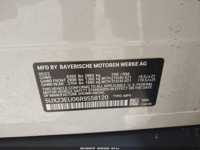 45949797 :رقم المزاد ، 5UX23EU06R9S58120 vin ، 2024 Bmw X5 Xdrive40i مزاد بيع