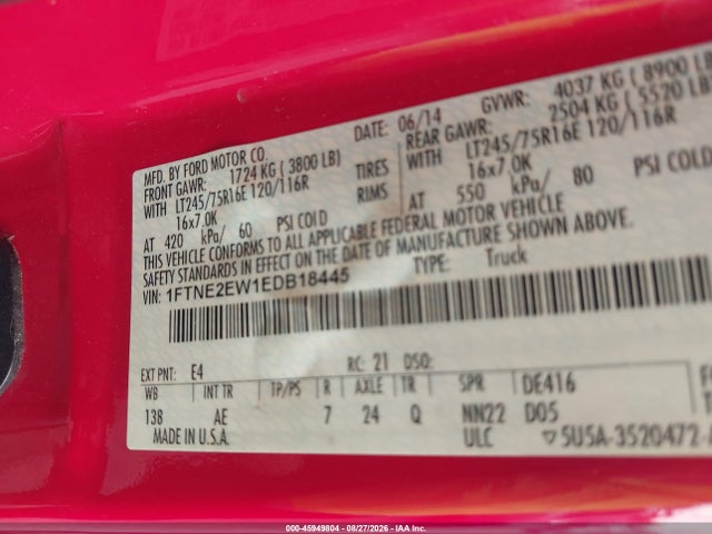 1FTNE2EW1EDB18445 Ford E-250 Commercial