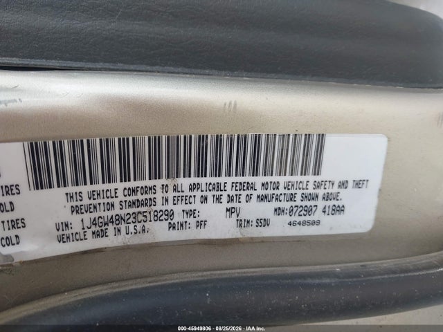 Auction sale of the 2003 Jeep Grand Cherokee Laredo, vin: 1J4GW48N23C518290, lot number: 45949806