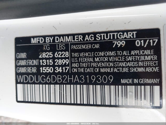 Продажа на аукционе авто 2017 Mercedes-benz S 550e Plug-in Hybrid, vin: WDDUG6DB2HA319309, номер лота: 45949865