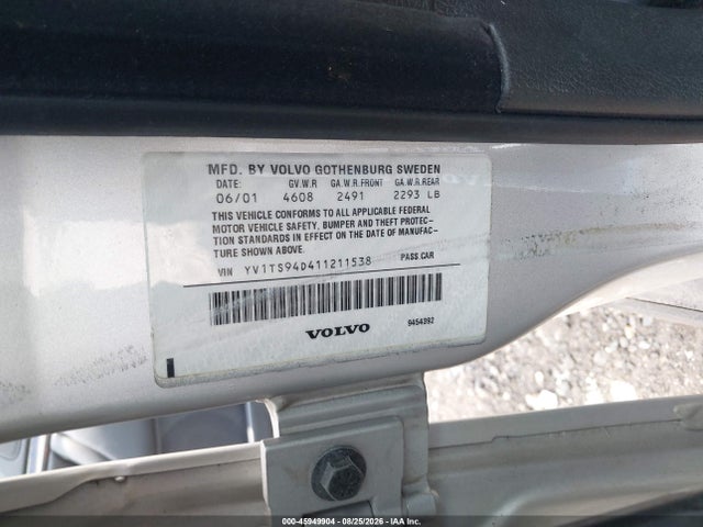 Продаж на аукціоні авто 2001 Volvo S80, vin: YV1TS94D411211538, номер лоту: 45949904