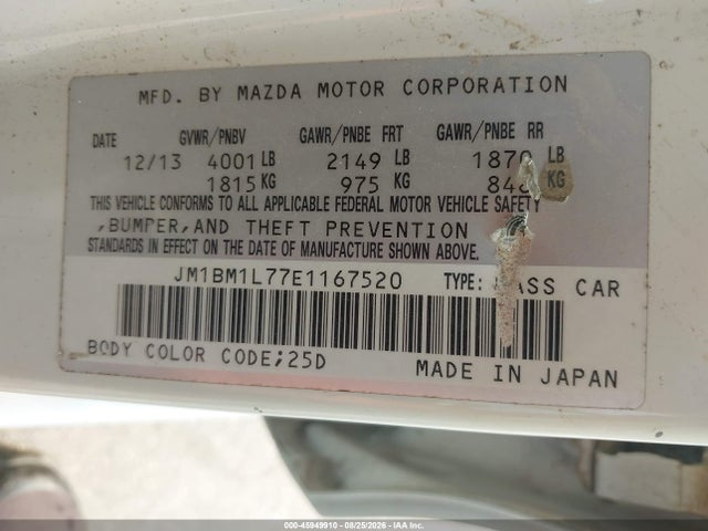 Aukcja sprzedaży 2014 Mazda Mazda3 I Touring, vin: JM1BM1L77E1167520, numer aukcji: 45949910