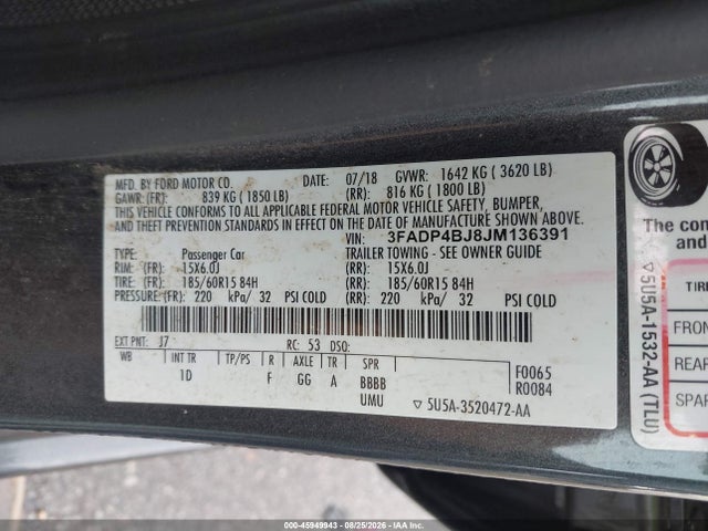 Ford FIESTA SE 2018 3FADP4BJ8JM136391 Image 9