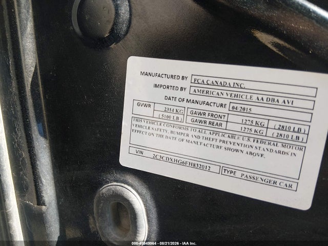 Aukcja sprzedaży 2015 Dodge Charger Sxt, vin: 2C3CDXHG6FH832012, numer aukcji: 45949964