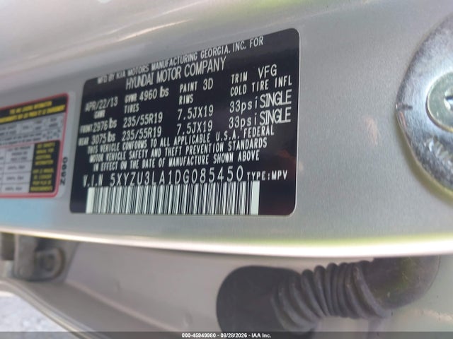 Aukcja sprzedaży 2013 Hyundai Santa Fe Sport 2.0t, vin: 5XYZU3LA1DG085450, numer aukcji: 45949980