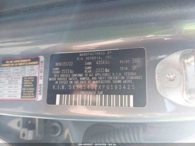 45950027 :رقم المزاد ، 5XXG34J2XPG193425 vin ، 2023 Kia K5 Ex مزاد بيع