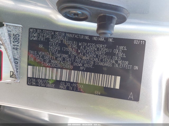 Aukcja sprzedaży 2011 Toyota Sienna Le V6, vin: 5TDKK3DC2BS126899, numer aukcji: 45950055