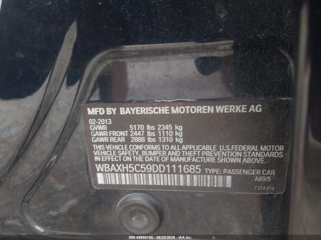 Aukcja sprzedaży 2013 Bmw 528i Xdrive, vin: WBAXH5C59DD111685, numer aukcji: 45950150