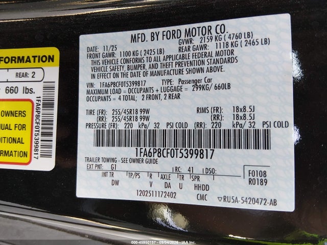 Ford Mustang Gt Fastback 2026 1FA6P8CF0T5399817 Image 9