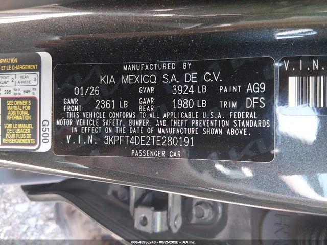 KIA K4 Lxs 2026 3KPFT4DE2TE280191 Image 9