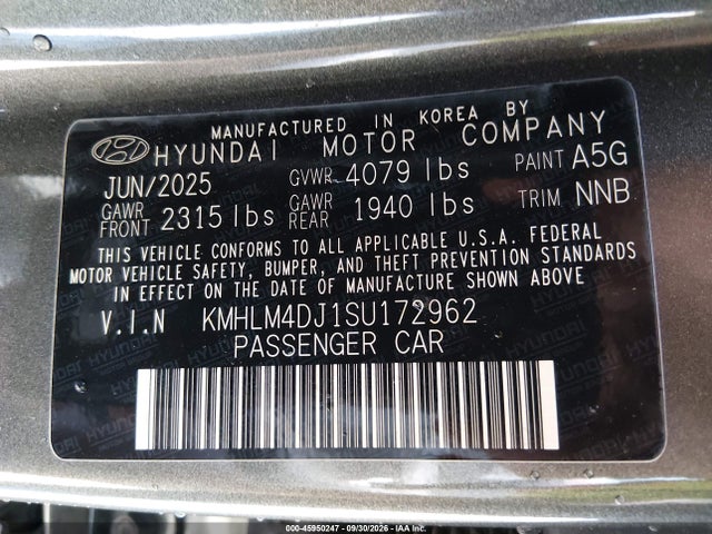 Продаж на аукціоні авто 2025 Hyundai Elantra Hybrid Blue, vin: KMHLM4DJ1SU172962, номер лоту: 45950247