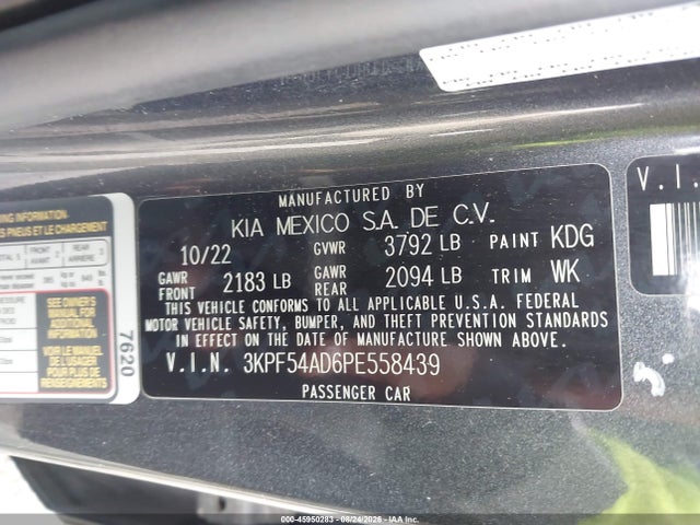 Aukcja sprzedaży 2023 Kia Forte Gt-line, vin: 3KPF54AD6PE558439, numer aukcji: 45950283