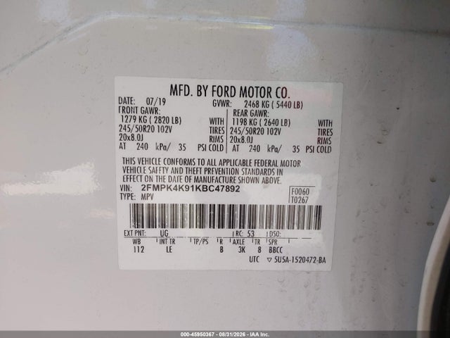 Ford Edge Titanium 2019 2FMPK4K91KBC47892 Image 9