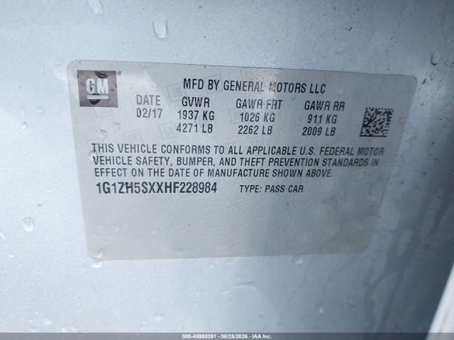 Продаж на аукціоні авто 2017 Chevrolet Malibu Premier, vin: 1G1ZH5SXXHF228984, номер лоту: 45950391