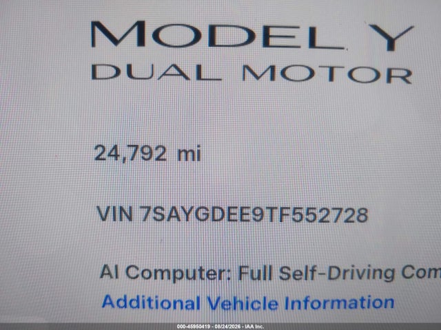 7SAYGDEE9TF552728 Tesla Model Y All-wheel Drive/long Range Launch Series/premium All-wheel Drive