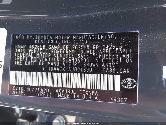 Toyota CAMRY LE 2025 4T1DAACK1SU094690 Image 9