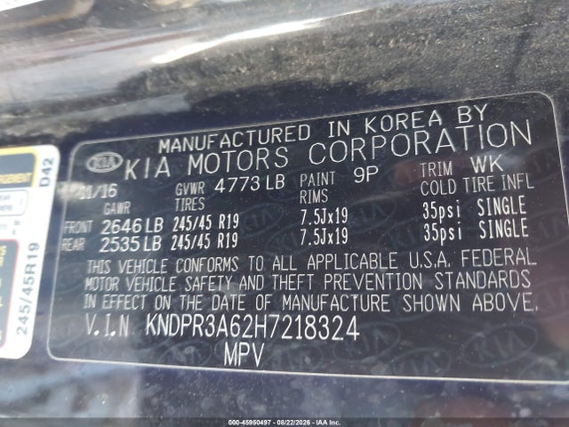 KNDPR3A62H7218324 KIA Sportage Sx Turbo