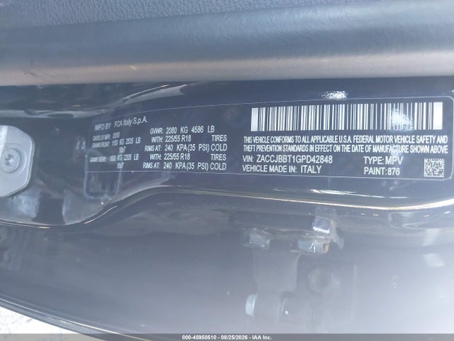 Продажа на аукционе авто 2016 Jeep Renegade Latitude, vin: ZACCJBBT1GPD42848, номер лота: 45950510