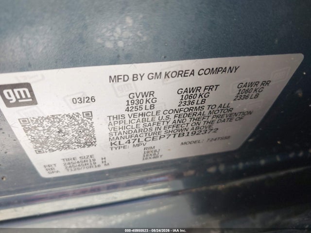 45950523 :رقم المزاد ، KL47LCEP7TB192372 vin ، 2026 Buick Envista Avenir Fwd مزاد بيع