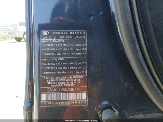 Продаж на аукціоні авто 2013 Land Rover Lr4, vin: SALAG2D46DA687714, номер лоту: 45950566