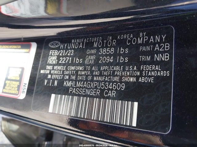 2023 Hyundai Elantra Sel მანქანა იყიდება აუქციონზე, vin: KMHLM4AGXPU534609, აუქციონის ნომერი: 45950576
