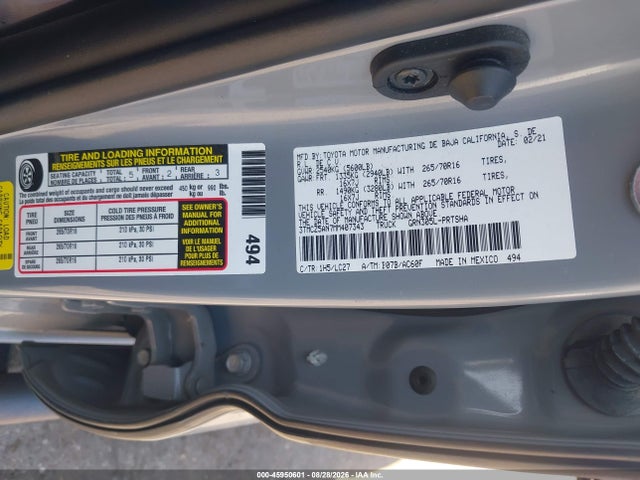 Aukcja sprzedaży 2021 Toyota Tacoma Trd Off-road, vin: 3TMCZ5AN7MM407343, numer aukcji: 45950601