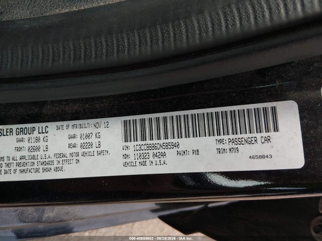 Aukcja sprzedaży 2013 Chrysler 200 Touring, vin: 1C3CCBBB6DN585940, numer aukcji: 45950602