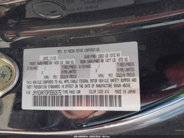 Aukcja sprzedaży 2023 Mazda Mx-5 Miata Rf Grand Touring, vin: JM1NDAM70P0550879, numer aukcji: 45950634