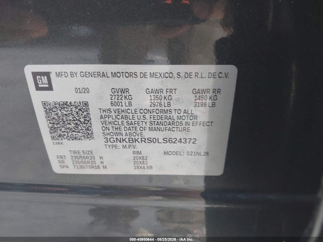 Продаж на аукціоні авто 2020 Chevrolet Blazer Awd Rs, vin: 3GNKBKRS0LS624372, номер лоту: 45950644