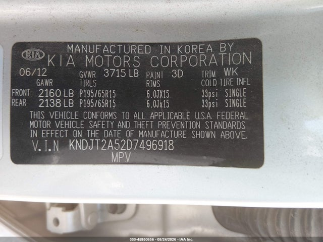 2013 Kia Soul მანქანა იყიდება აუქციონზე, vin: KNDJT2A52D7496918, აუქციონის ნომერი: 45950656
