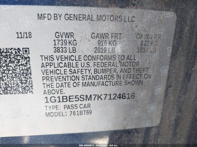Chevrolet CRUZE LT 2019 1G1BE5SM7K7124616 Image 9