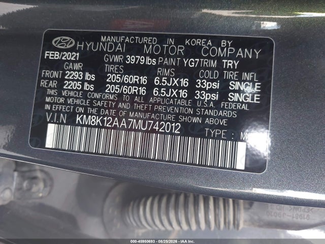 Hyundai Kona Se 2021 KM8K12AA7MU742012 Image 9