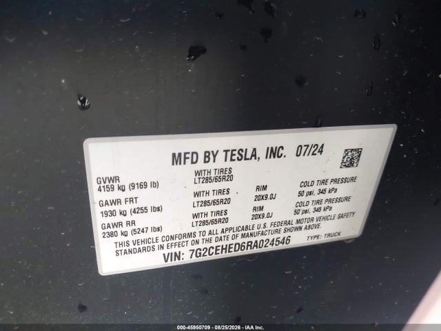 7G2CEHED6RA024546 Tesla Cybertruck All-wheel Drive
