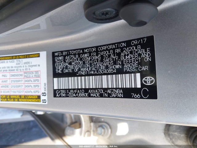 Aukcja sprzedaży 2018 Toyota Camry Le, vin: JTNB11HK4J3040854, numer aukcji: 45950717