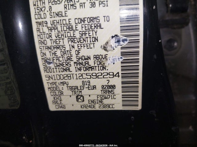 Продаж на аукціоні авто 2002 Nissan Xterra Xe, vin: 5N1DD28T12C592294, номер лоту: 45950772