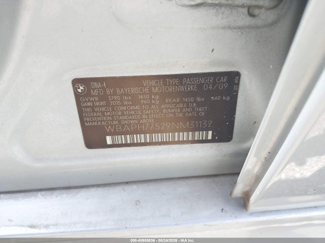 Продажа на аукционе авто 2009 Bmw 328i, vin: WBAPH77529NM31132, номер лота: 45950836