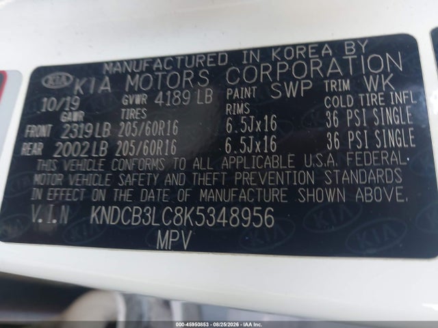Продаж на аукціоні авто 2019 Kia Niro Lx, vin: KNDCB3LC8K5348956, номер лоту: 45950853