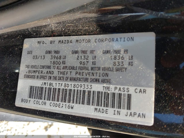 Aukcja sprzedaży 2013 Mazda Mazda3 I Sv, vin: JM1BL1TF8D1809333, numer aukcji: 45950890
