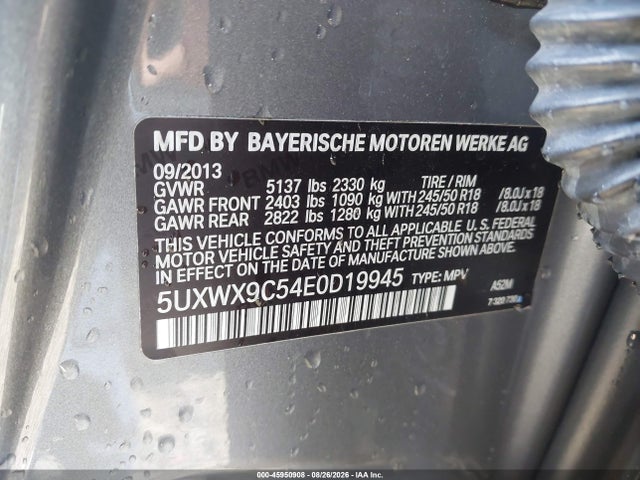 Aukcja sprzedaży 2014 Bmw X3 Xdrive28i, vin: 5UXWX9C54E0D19945, numer aukcji: 45950908