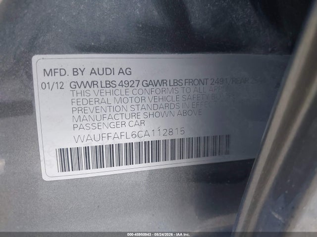 2012 Audi A4 2.0t Premium Plus მანქანა იყიდება აუქციონზე, vin: WAUFFAFL6CA112815, აუქციონის ნომერი: 45950943