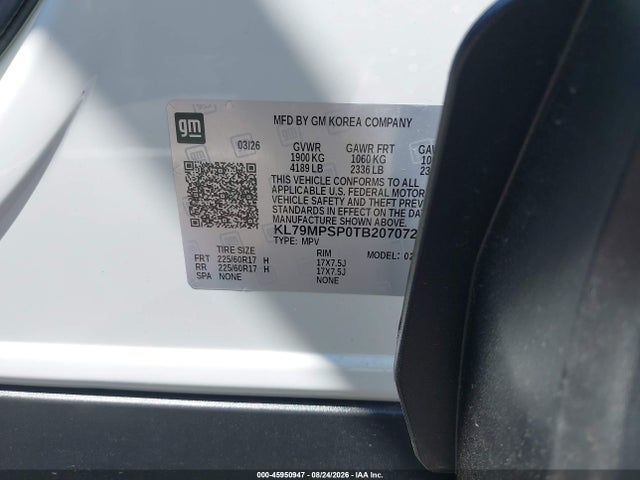45950947 :رقم المزاد ، KL79MPSP0TB207072 vin ، 2026 Chevrolet Trailblazer Lt مزاد بيع