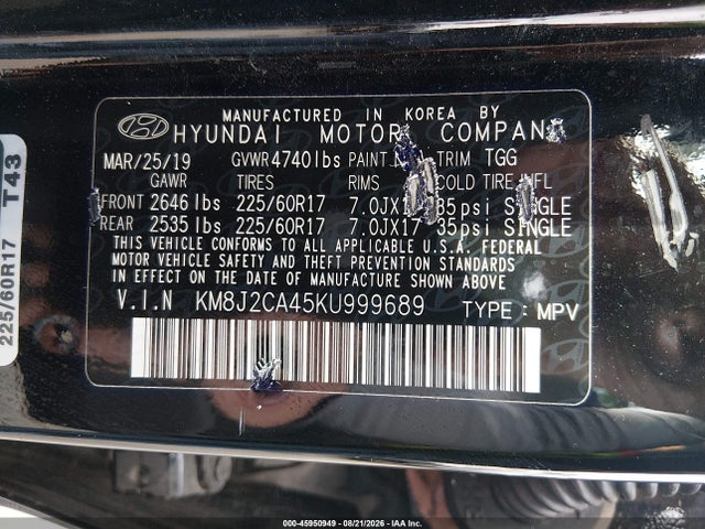 Hyundai TUCSON SE 2019 KM8J2CA45KU999689 Image 9