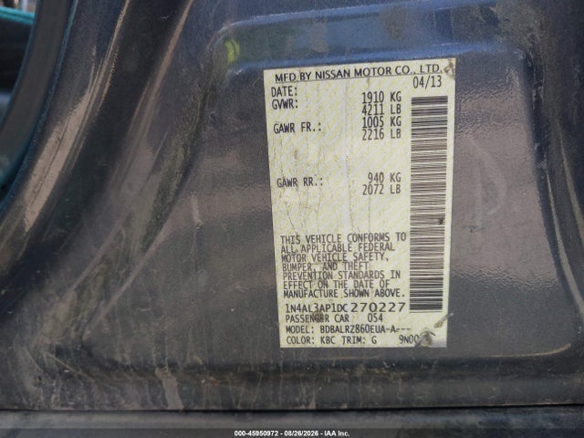 Aukcja sprzedaży 2013 Nissan Altima 2.5 S, vin: 1N4AL3AP1DC270227, numer aukcji: 45950972