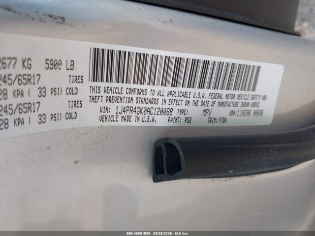 45951025 :رقم المزاد ، 1J4PR4GK0AC120068 vin ، 2010 Jeep Grand Cherokee Laredo مزاد بيع