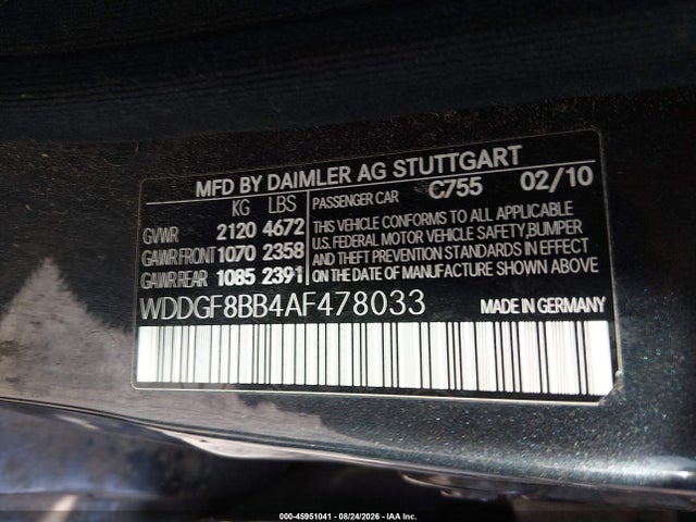 Auction sale of the 2010 Mercedes-benz C 300 Luxury 4matic/sport 4matic, vin: WDDGF8BB4AF478033, lot number: 45951041