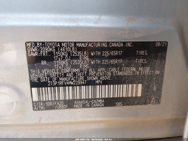 Toyota Rav4 Xle 2021 2T3P1RFV4MW229947 Image 9