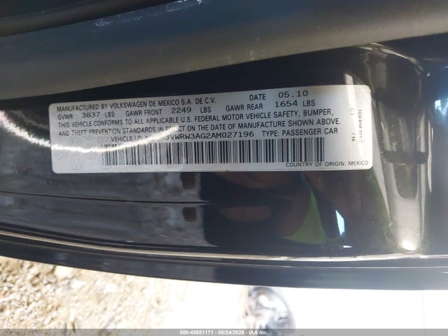 Aukcja sprzedaży 2010 Volkswagen New Beetle 2.5l, vin: 3VWRW3AG2AM027196, numer aukcji: 45951171